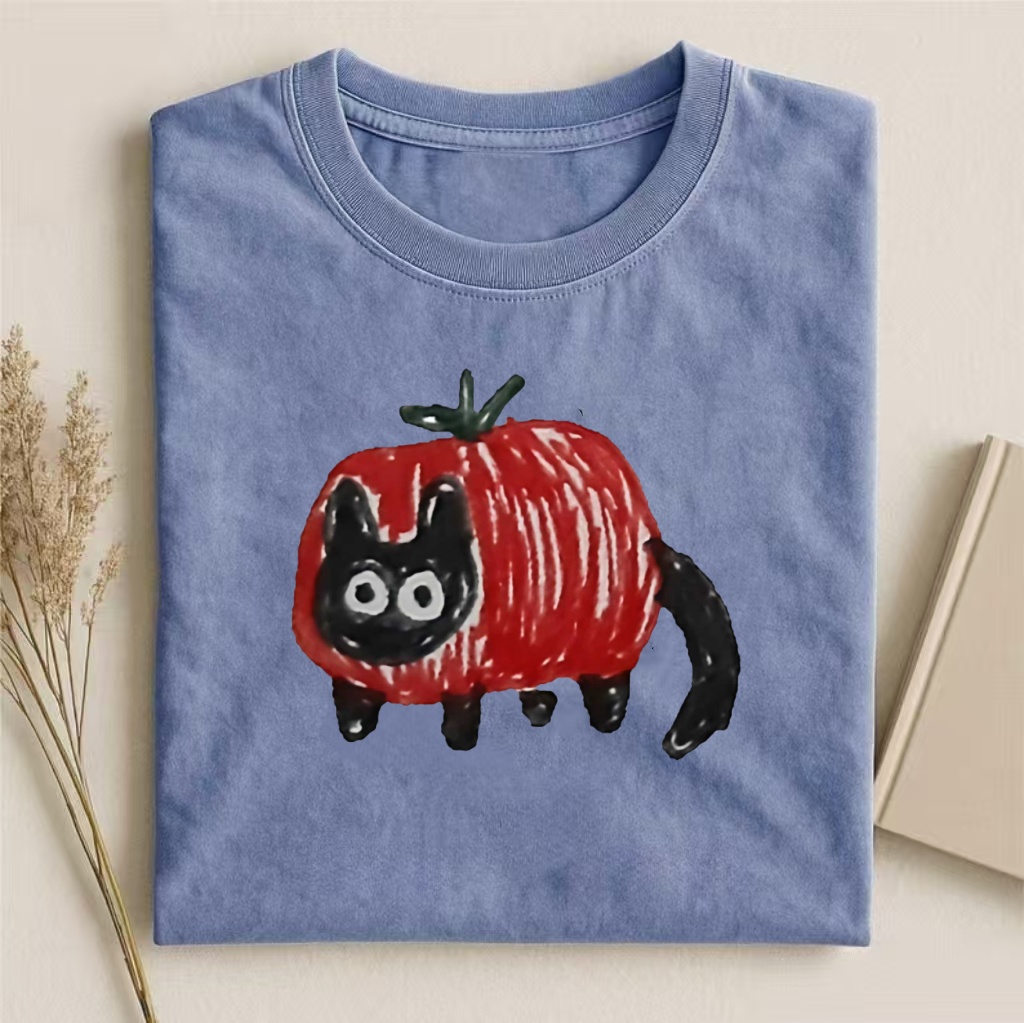 Tomato Cat Funny Doodle Graphic T-shirt