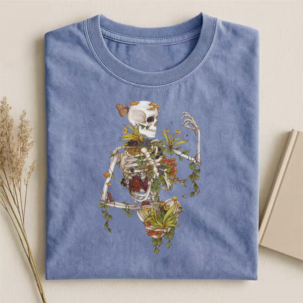 Floral Skeleton Nature Gothic Art T-shirt