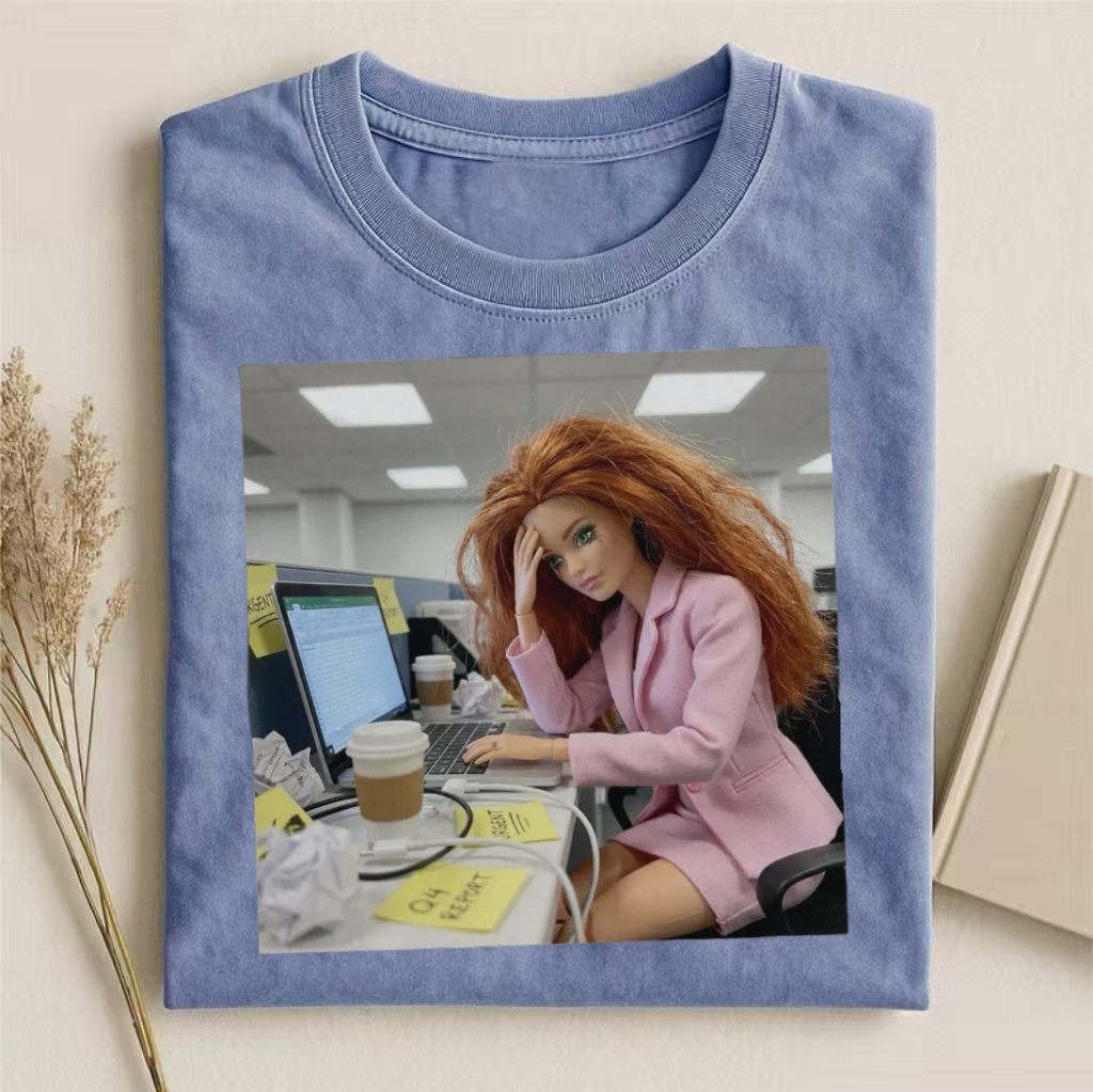Stressed Office Barbie Meme T-shirt