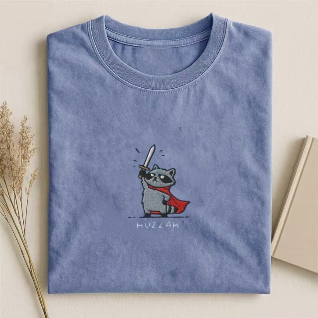 Huzzah Raccoon Embroidered T-shirt