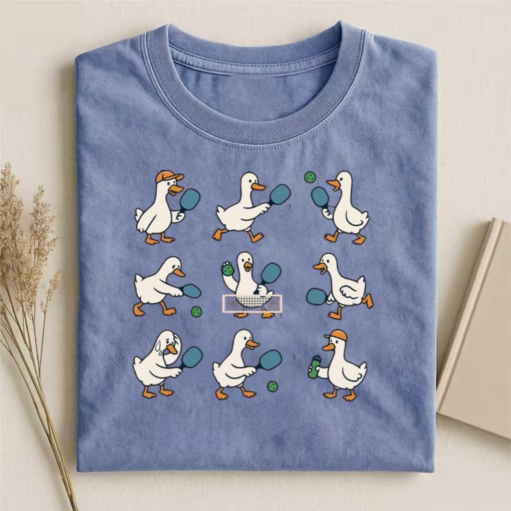 Duck Pickleball Poses Cartoon T-shirt