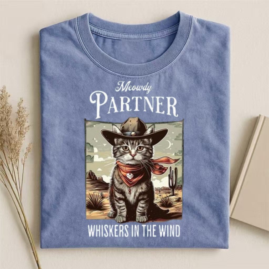 "Meowdy Partner" Cowboy Cat Western T-shirt