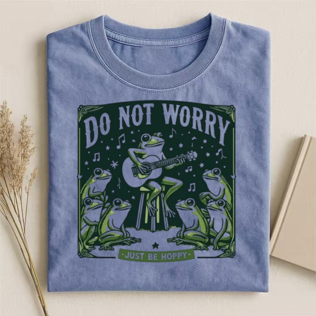 "Do Not Worry Just Be Hoppy" Frog Guitar T-shirt