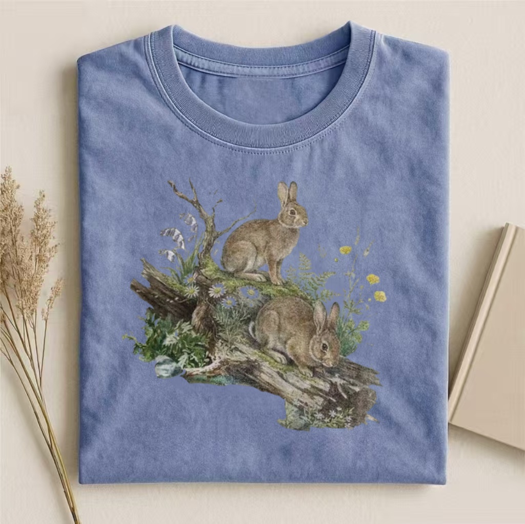 Vintage Rabbit Wildlife Art T-shirt