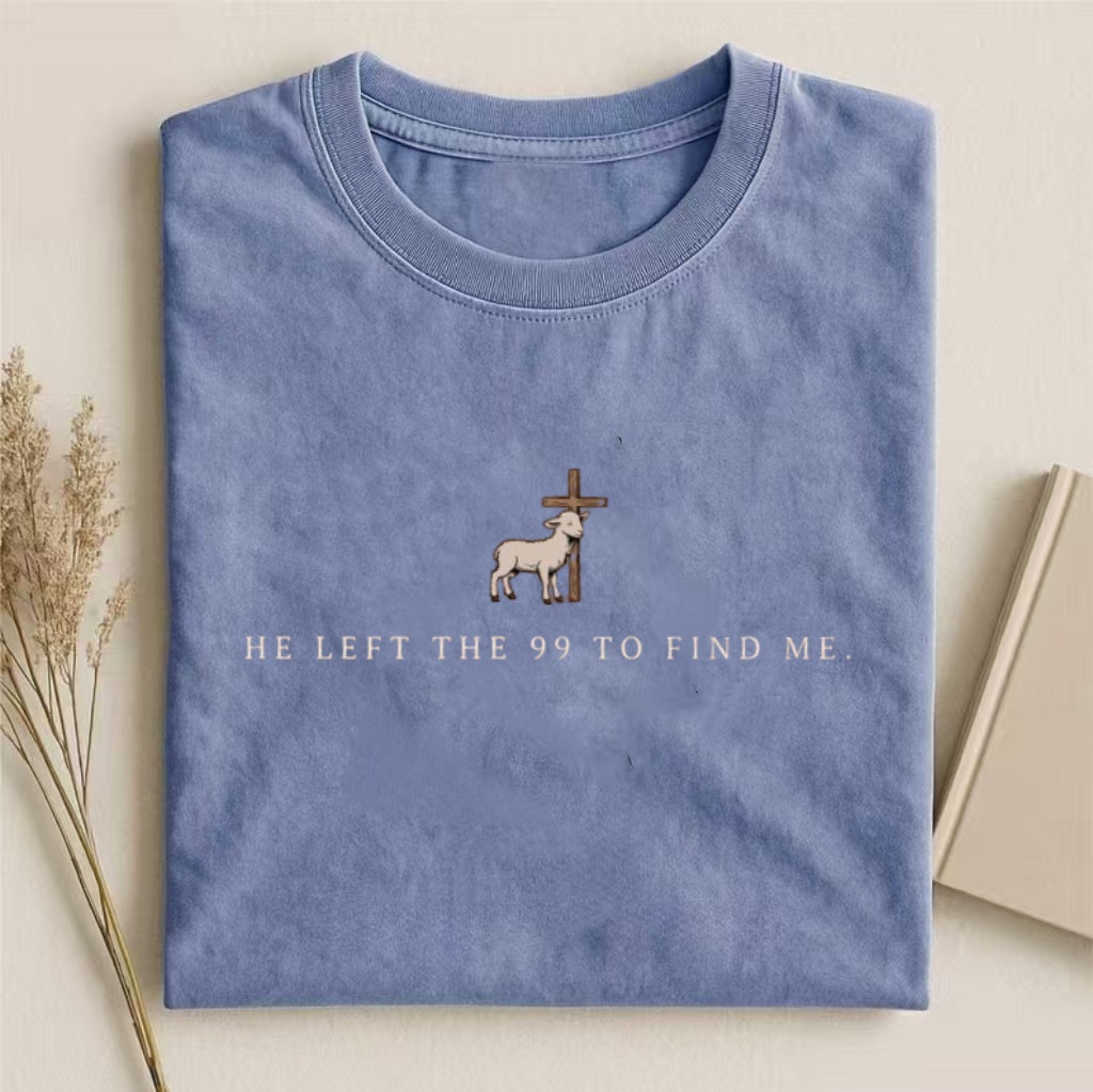 "He Left The 99 To Find Me" Lamb Cross T-Shirt