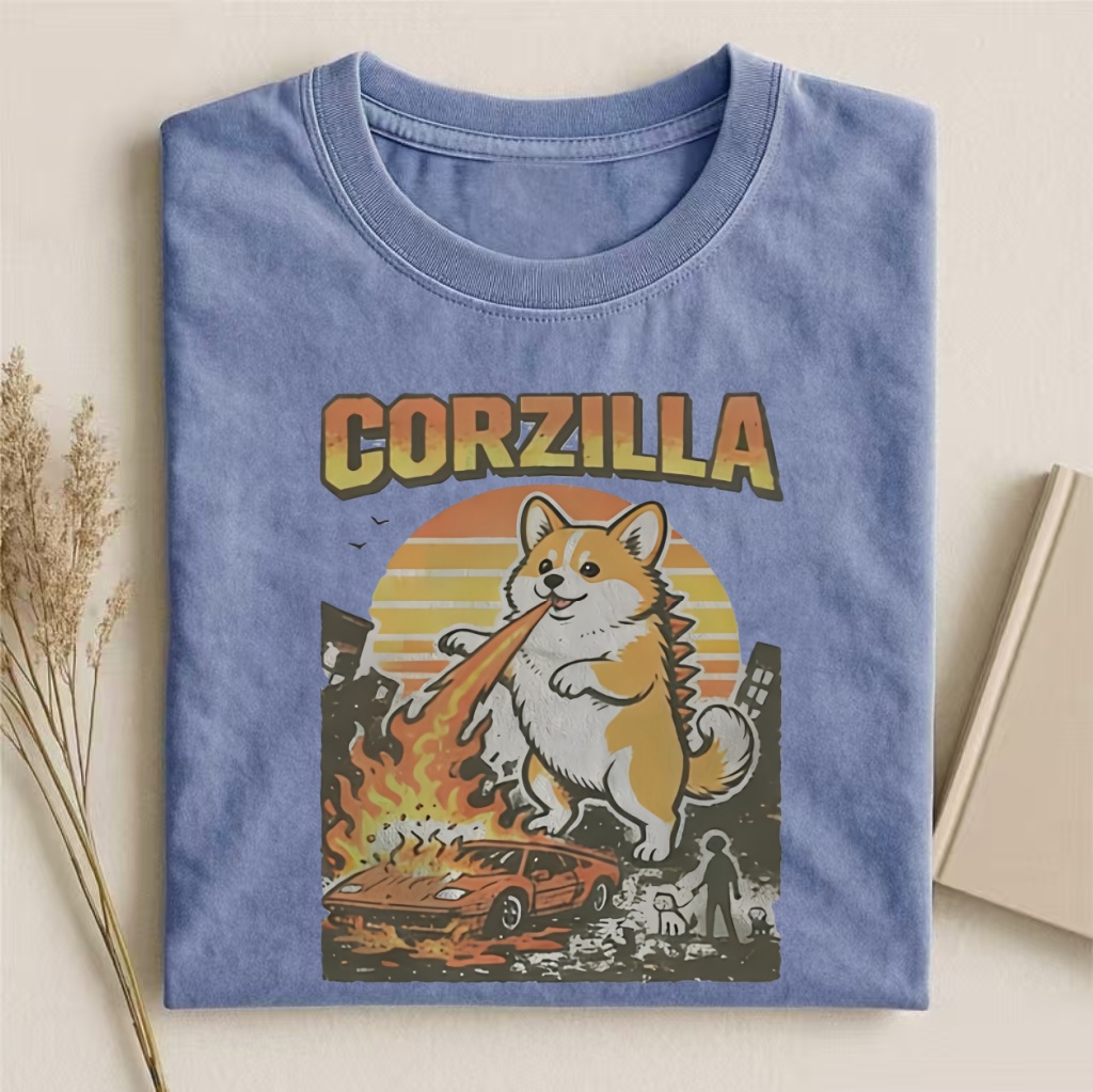 Funny Corgi Godzilla T-shirt