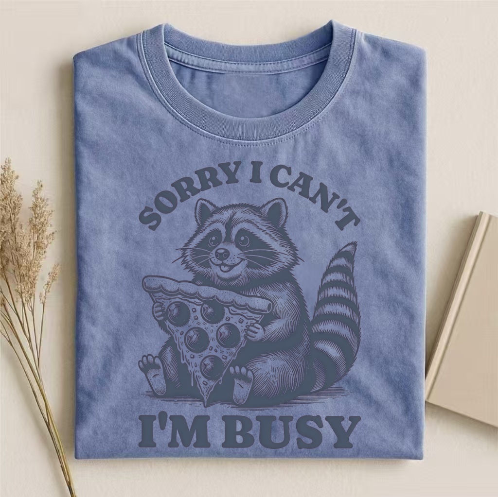 Sorry I Can't I'm Busy Retro Raccoon Animal T-shirt