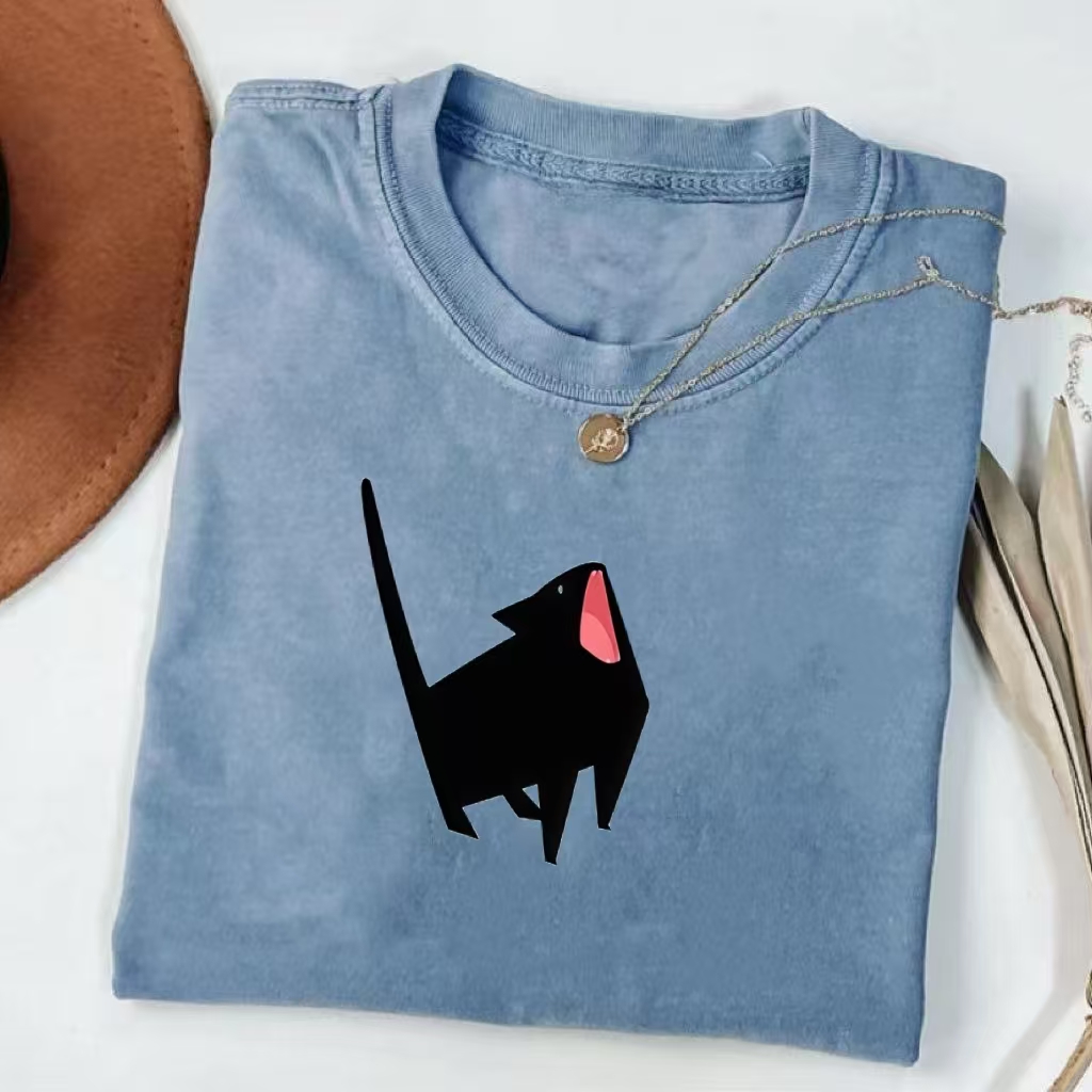 Origami Black Cat Minimalist T-shirt