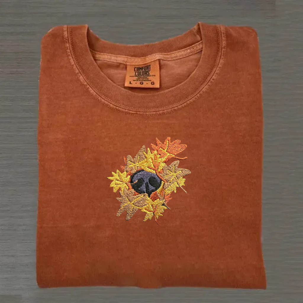 Autumn Boop Dog Nose Embroidered T-Shirt