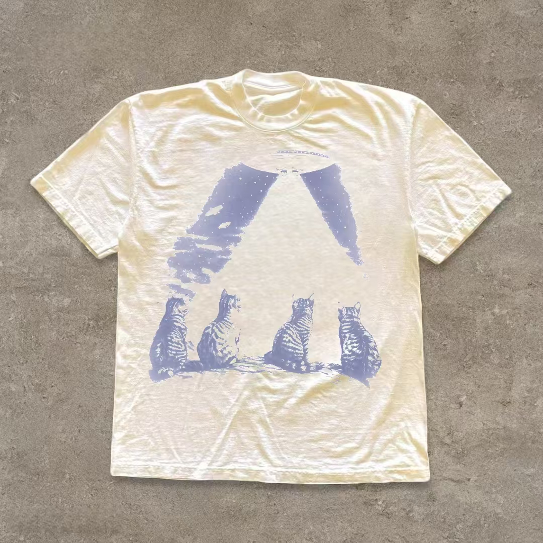 Funny Cat UFO T-shirt