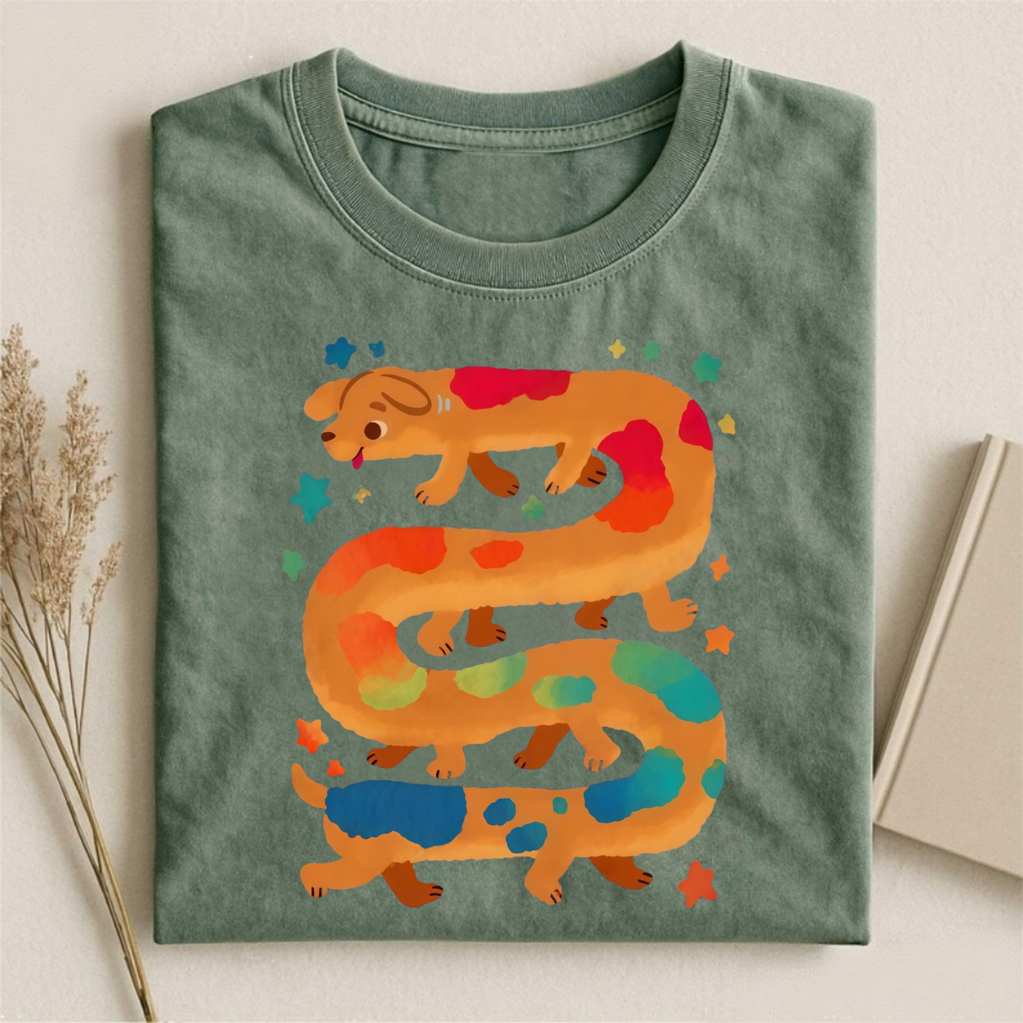 S Shaped Colorful Cute Dog T-shirt