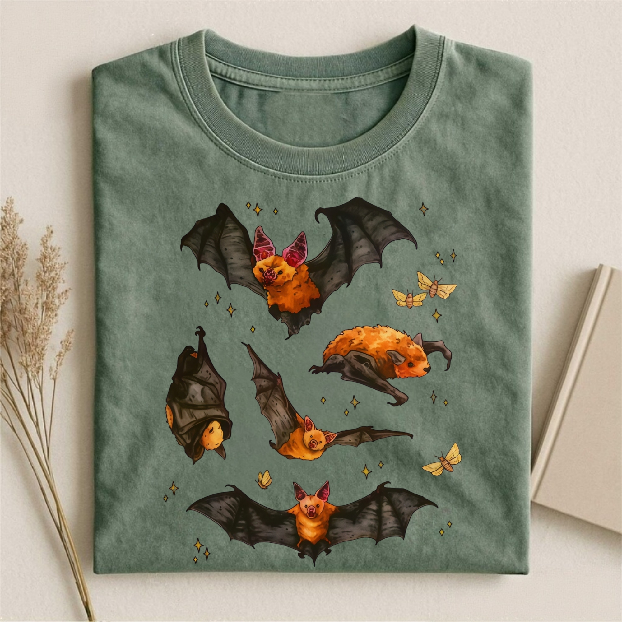 Black Cute Bat And Star T-shirt