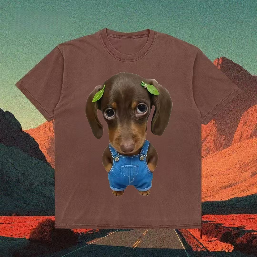Cute Dachshund in Overalls Art T-shirt
