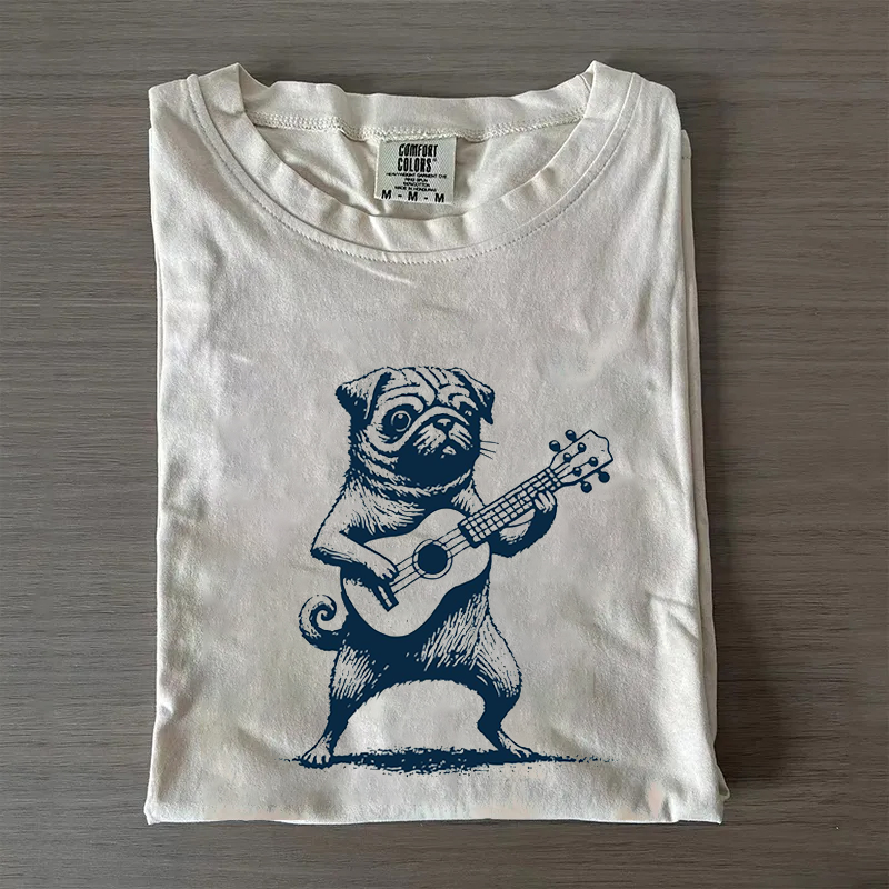 Funny Guitar Pug T-shirt