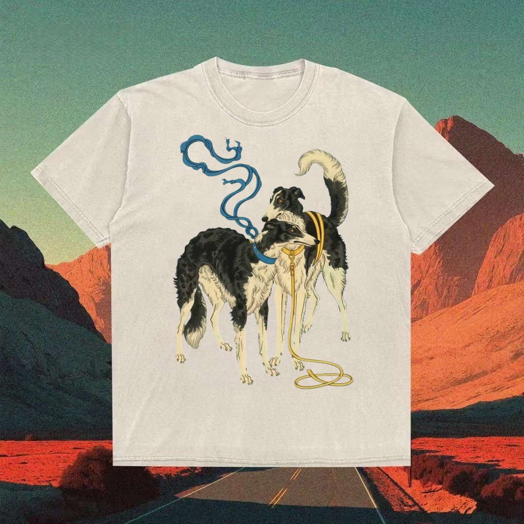Border Collie Duo Psychedelic Art T-shirt