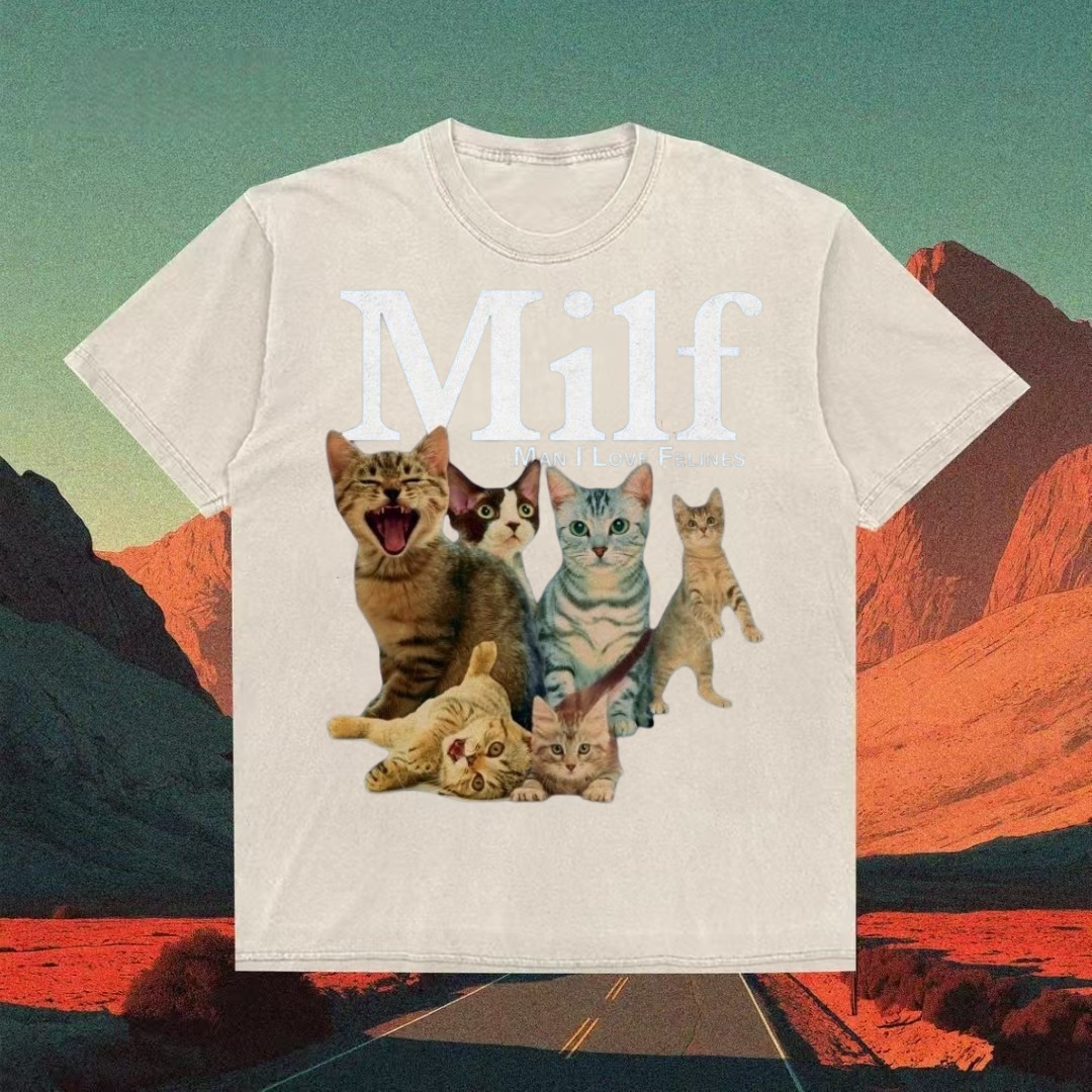 "MILF: Man I Love Felines" Cat Collage T-shirt