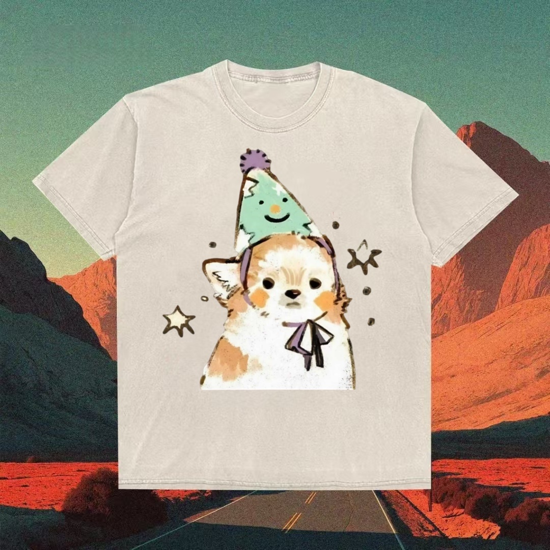 Party Hat Corgi Watercolor Art T-shirt