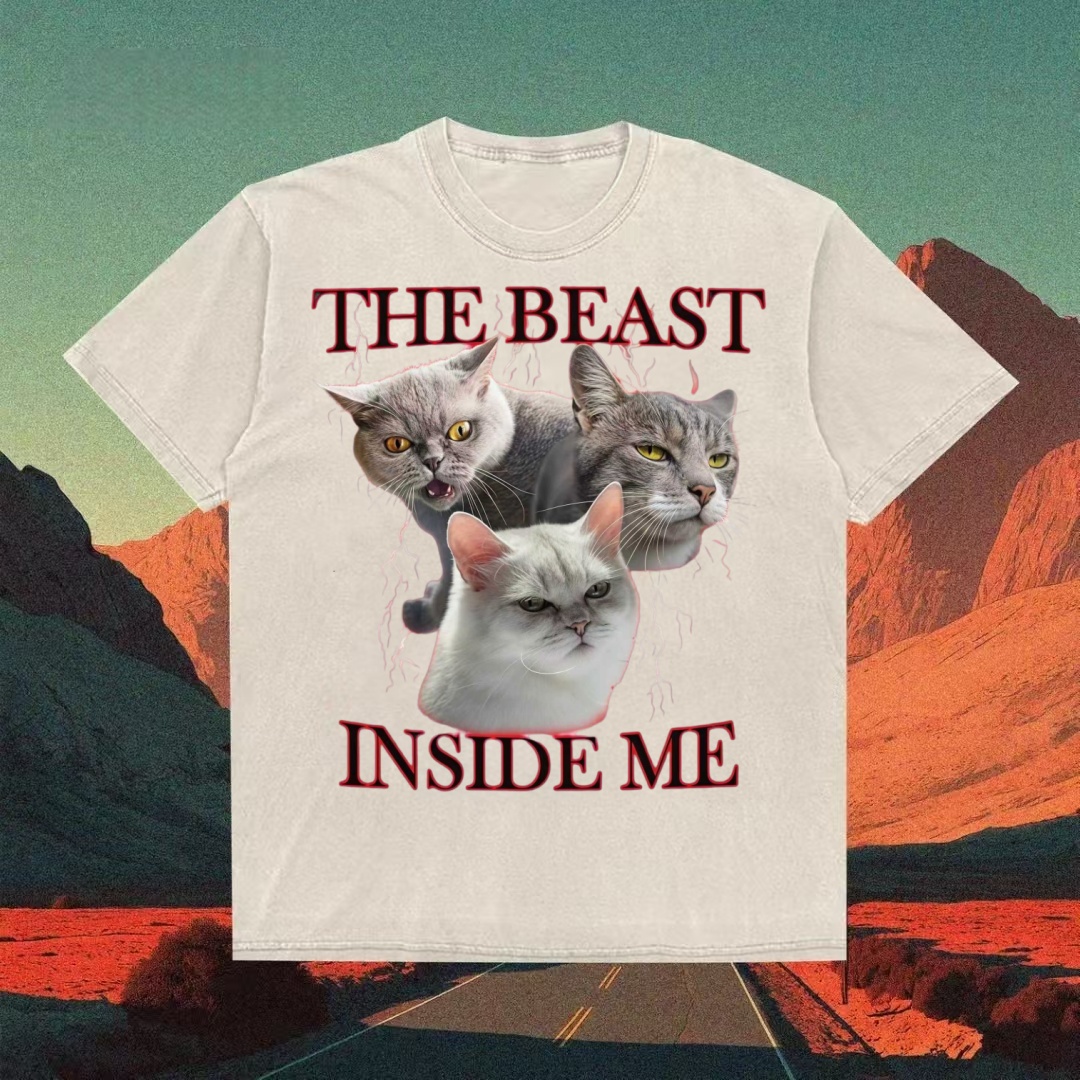 "The Beast Inside Me" Three Cats Meme T-shirt
