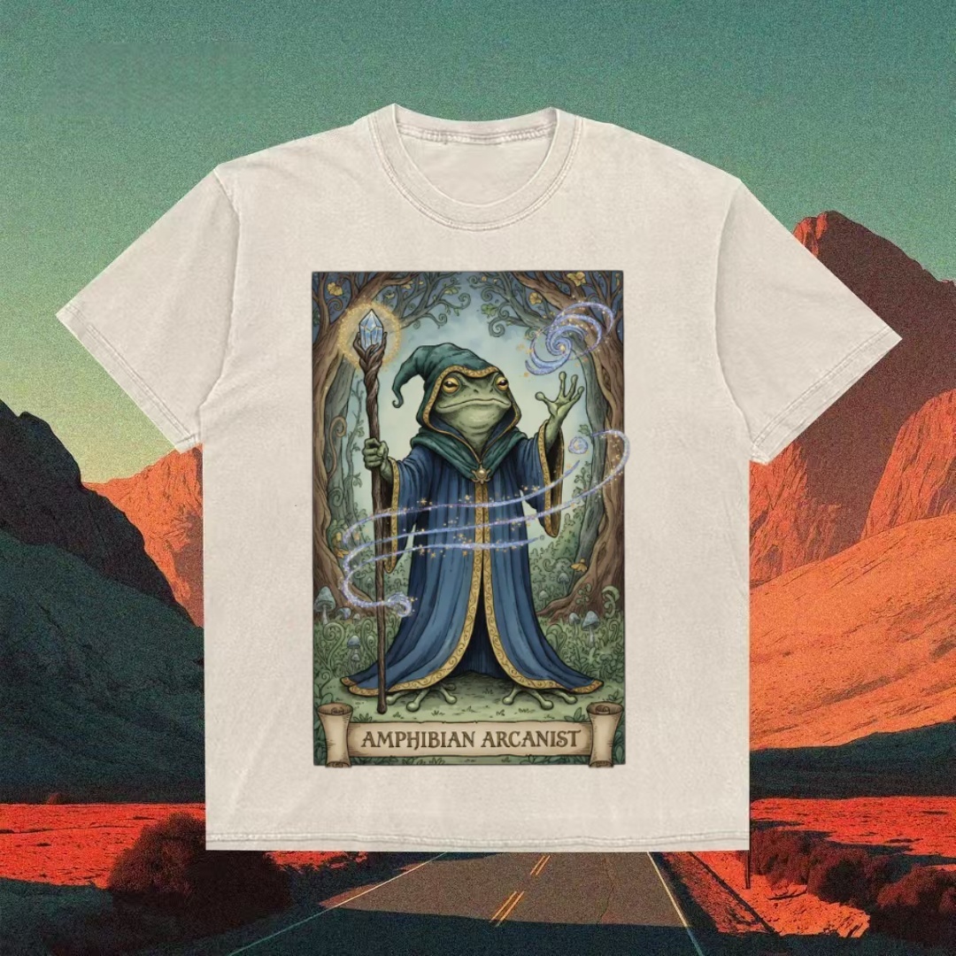 "Amphibian Arcanist" Frog Wizard Tarot T-shirt