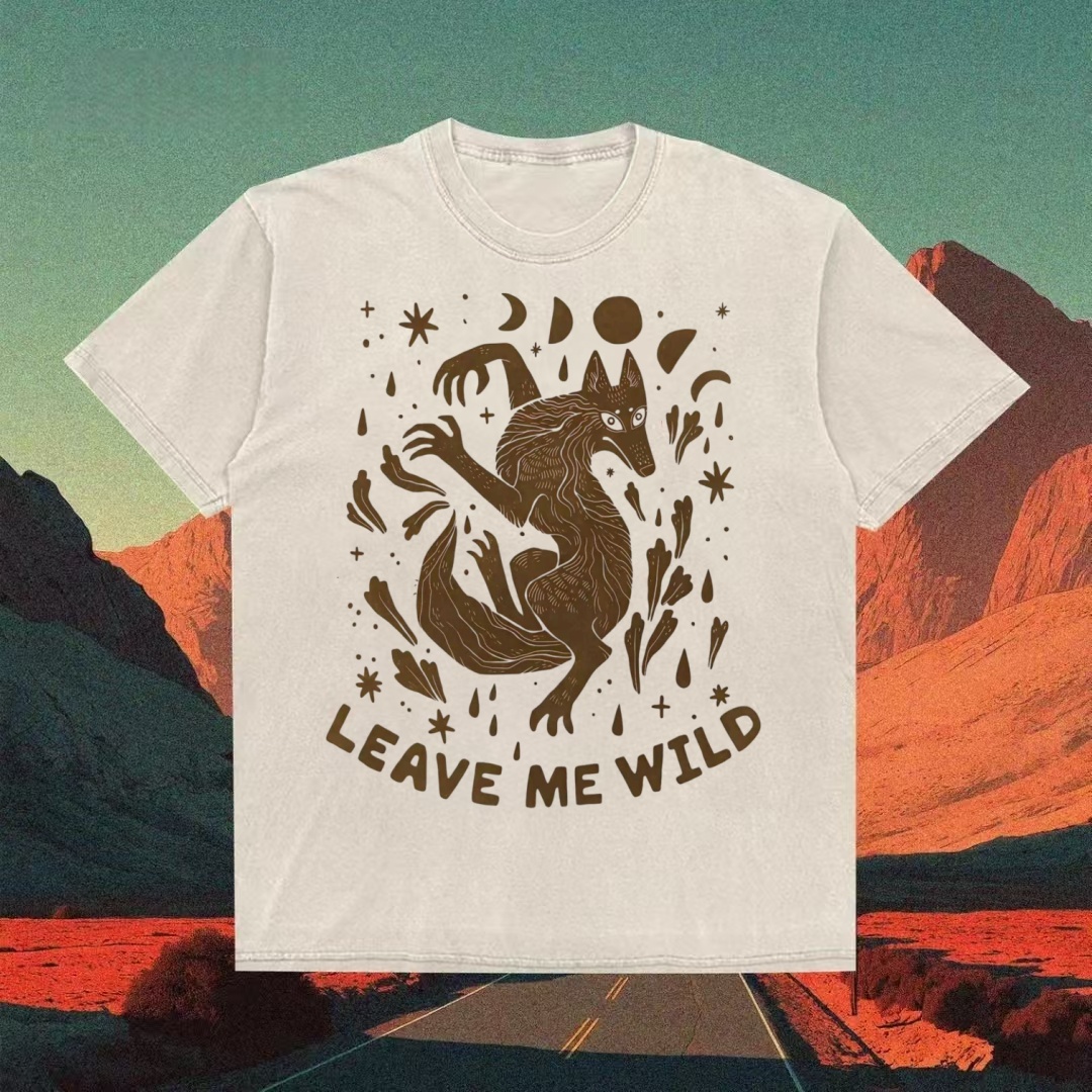 "Leave Me Wild" Mystical Wolf Graphic T-shirt