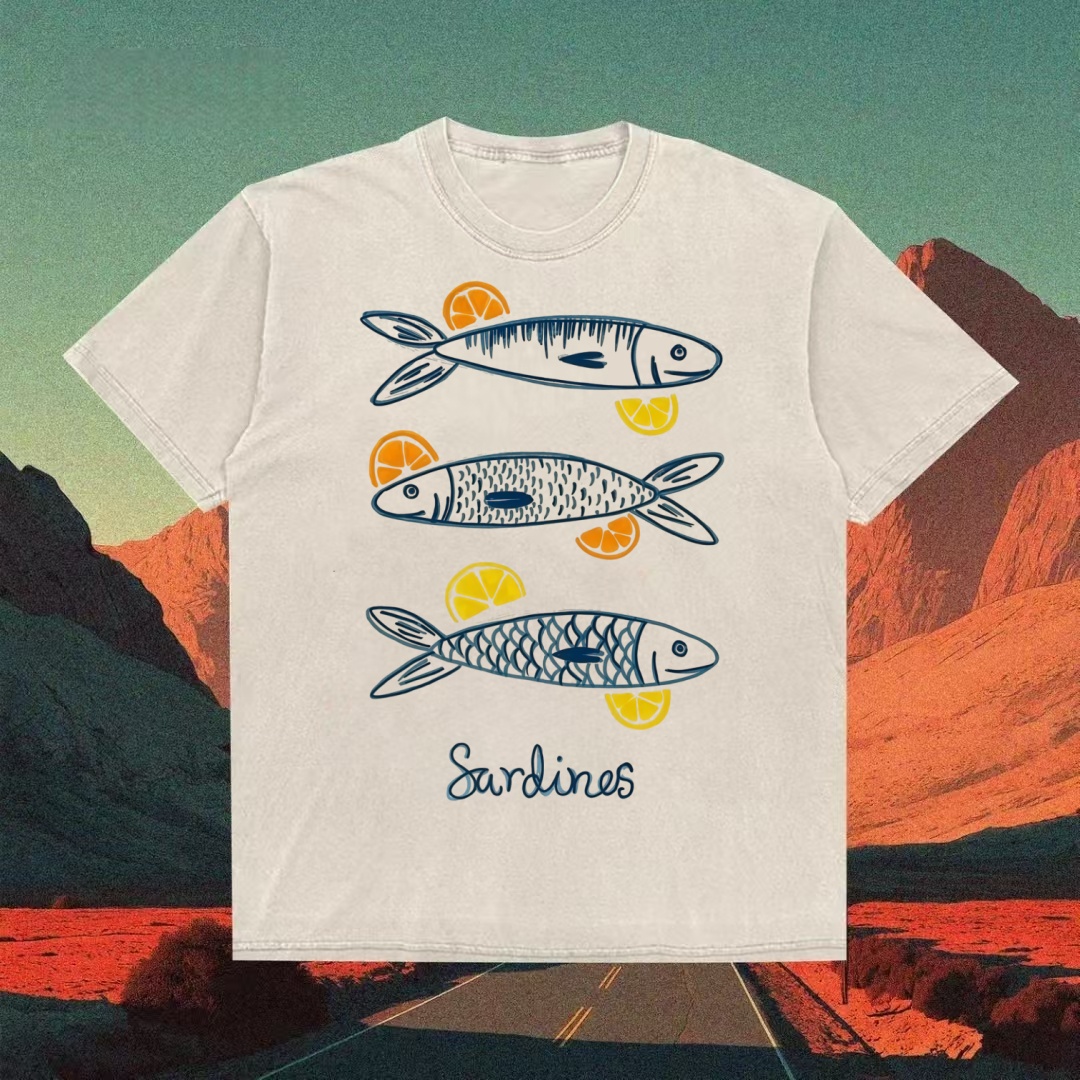 Sardines & Citrus Doodle Minimalist T-shirt