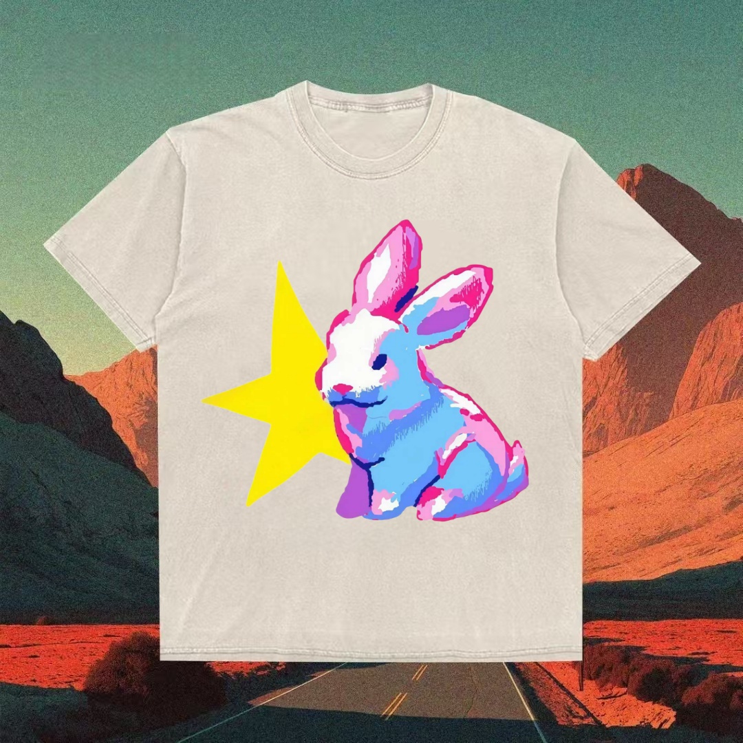 Pop Art Bunny With Yellow Star T-shirt