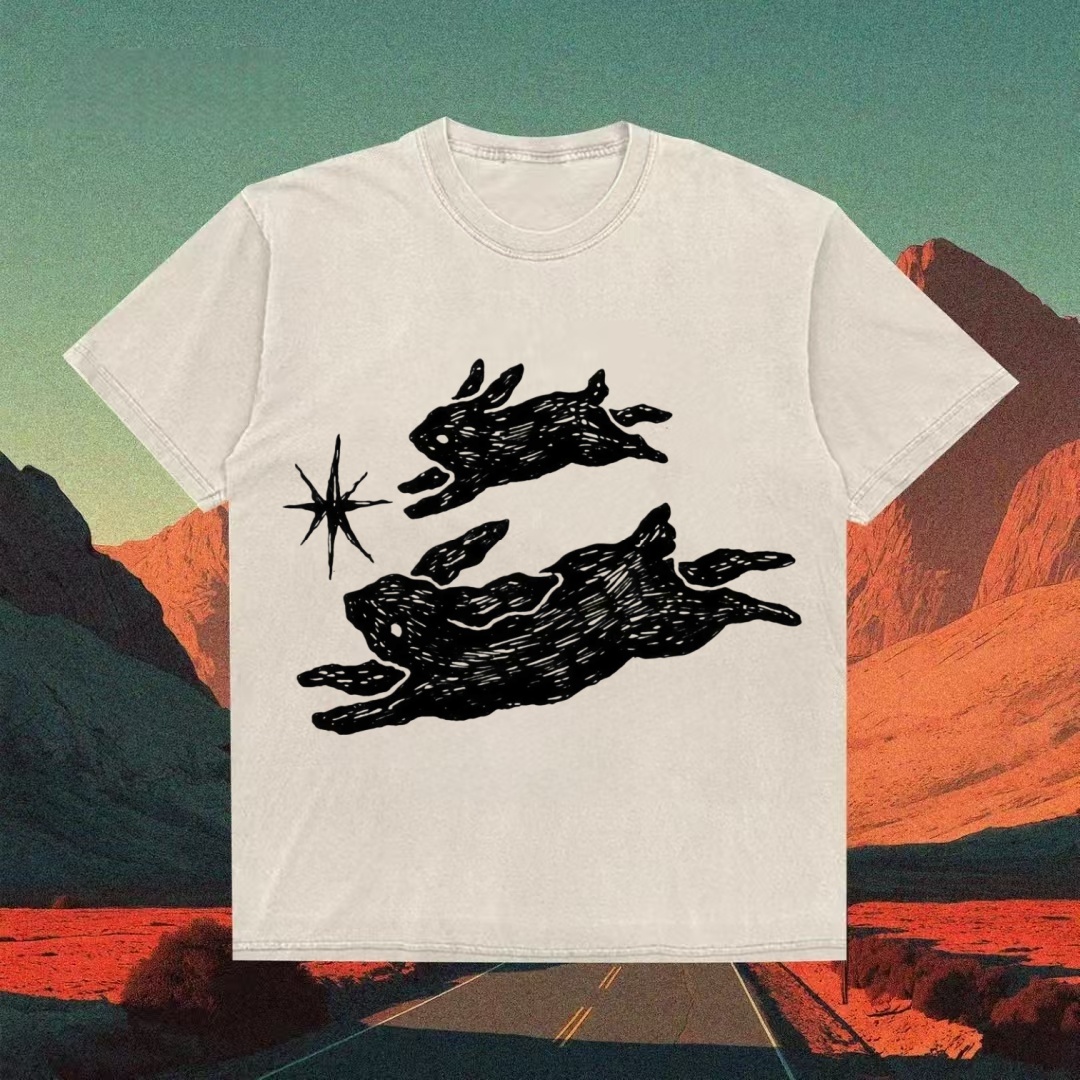 Minimalist Sketch Running Bunnies T-shirt