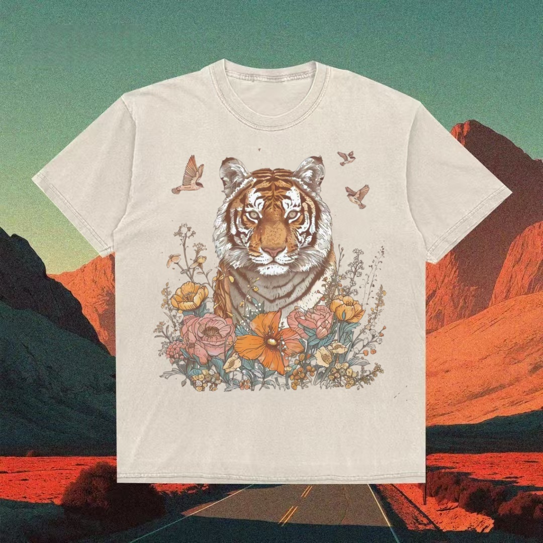 Floral Tiger Vintage Botanical T-shirt