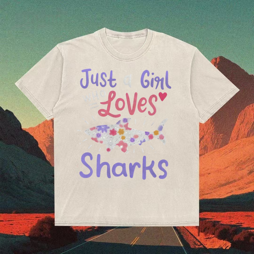 "Just A Girl Who Loves Sharks" Graphic T-shirt