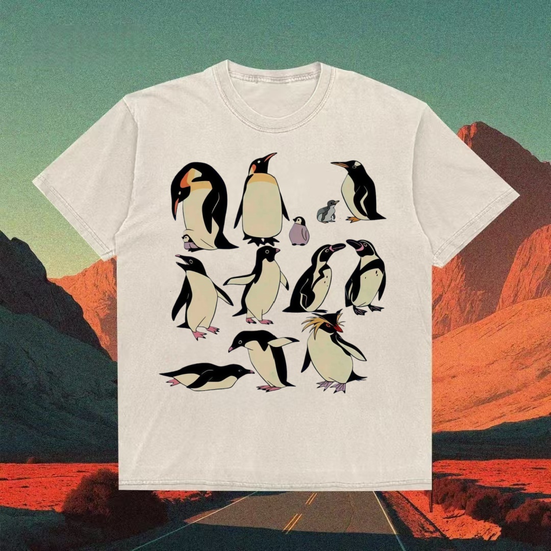 Penguin Species Illustrated Graphic T-shirt