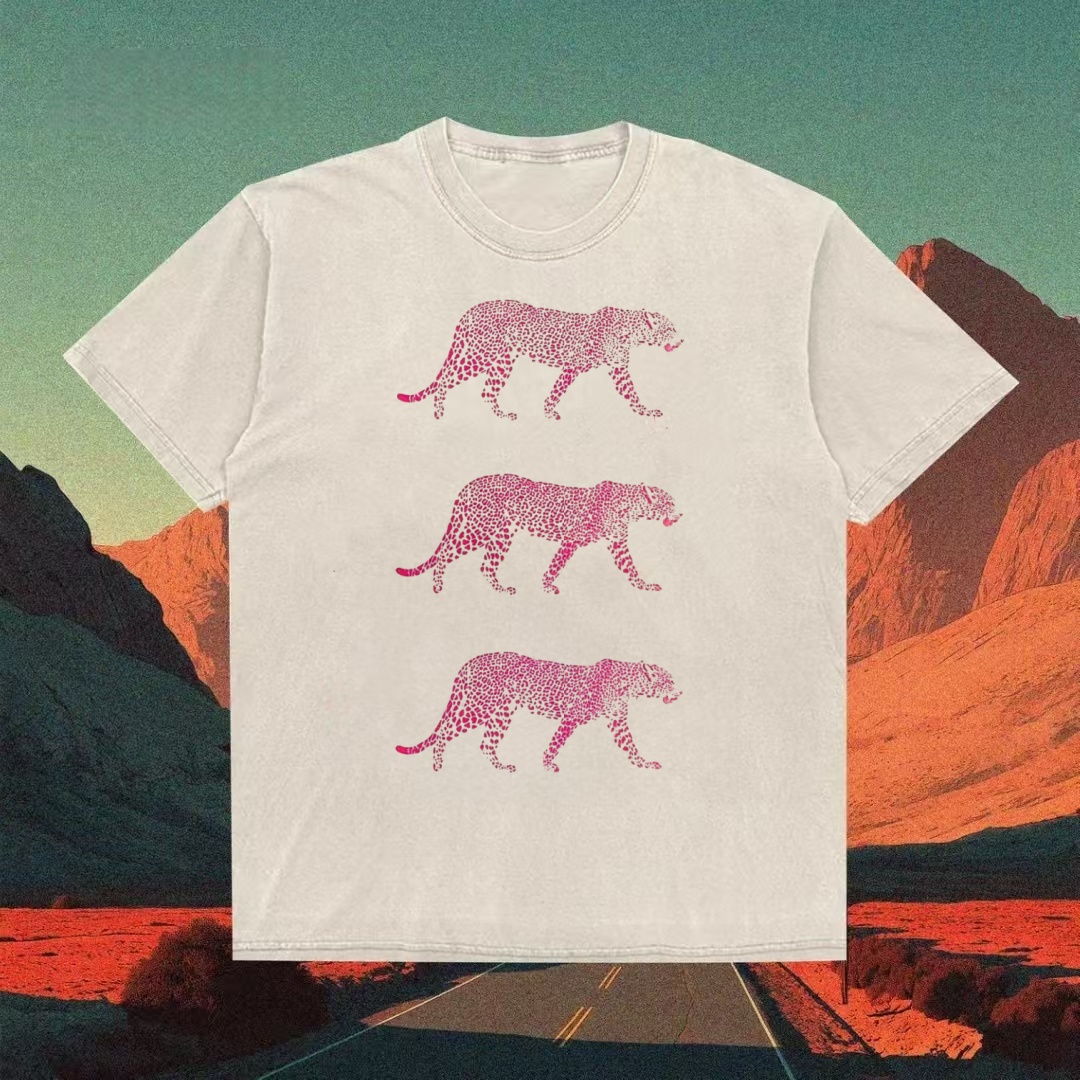 Pink Leopard Print Trio Graphic T-shirt