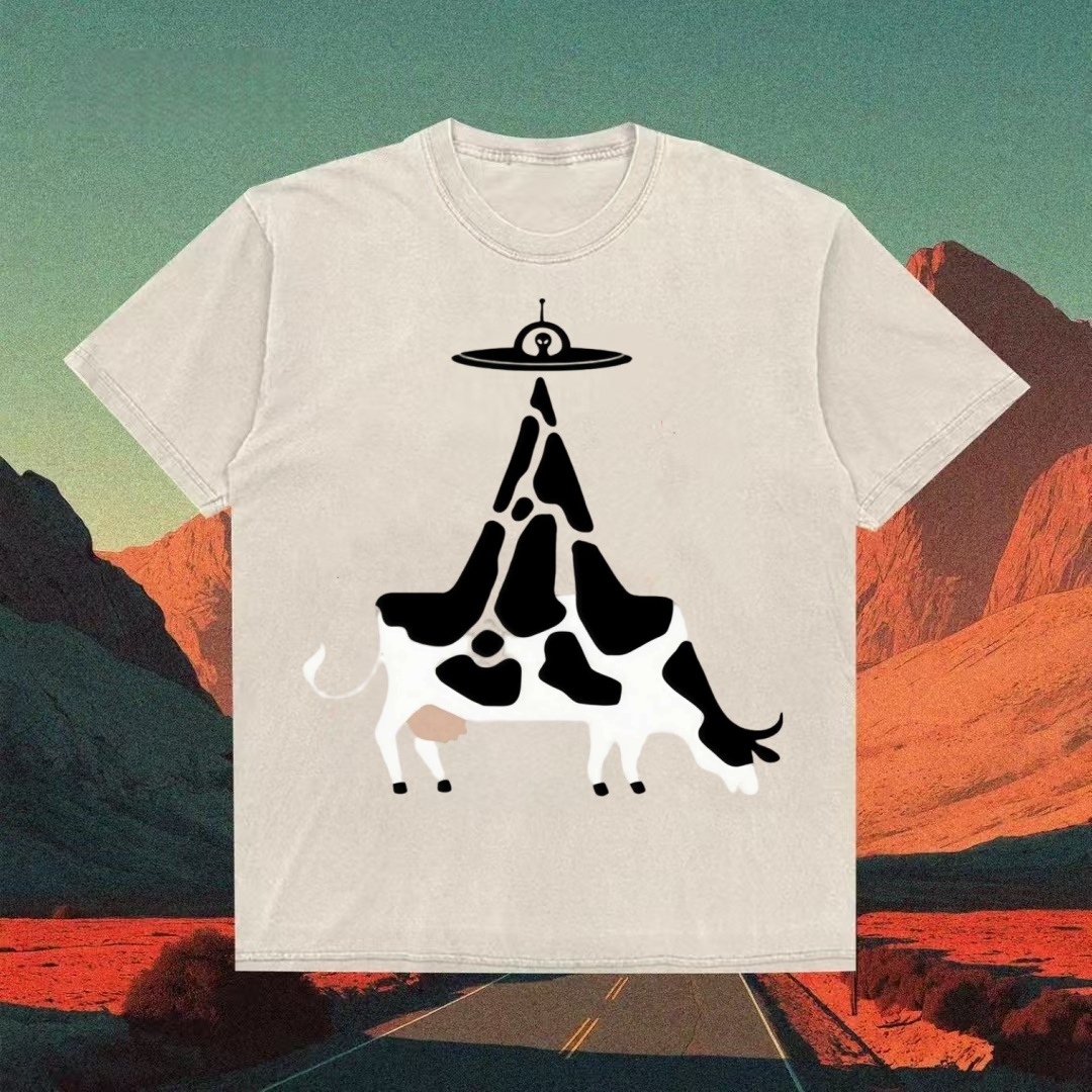 UFO Cow Abduction Funny Meme T-shirt