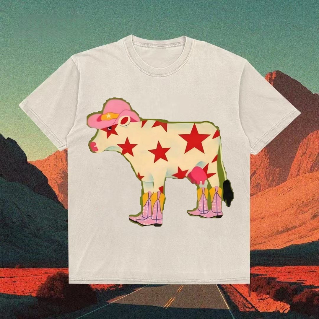 Cowboy Cow With Stars & Boots T-shirt