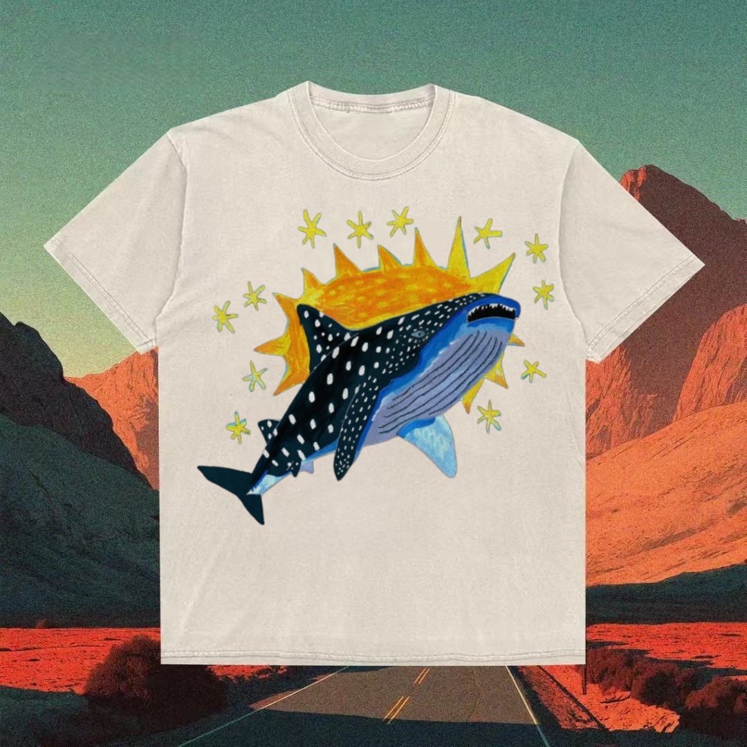 Whale Shark & Sun Cosmic Art T-shirt