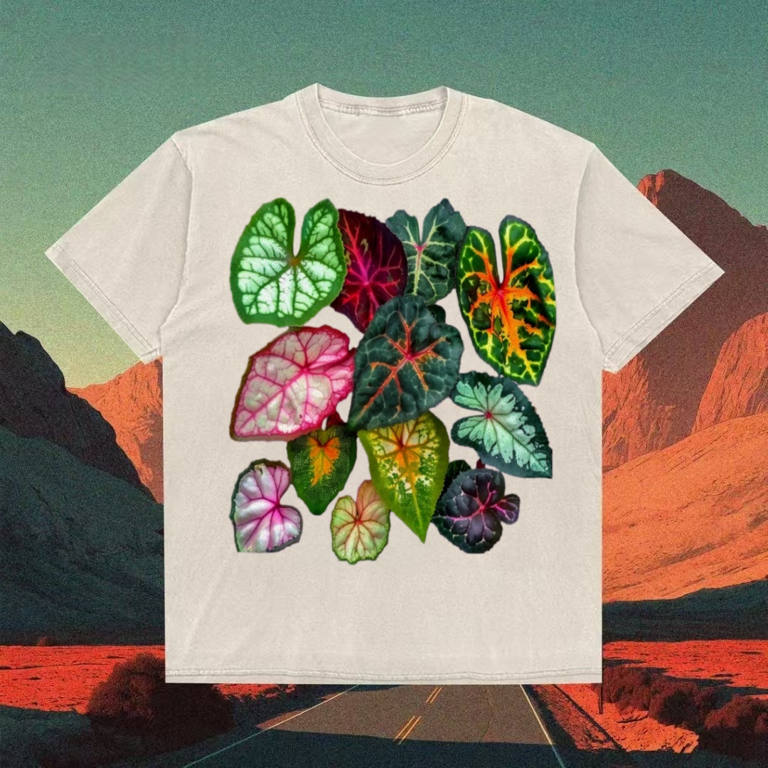 Caladium Leaf Botanical Collage T-shirt