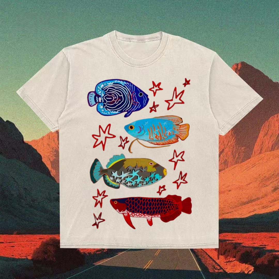 Tropical Fish & Star Graphic T-shirt