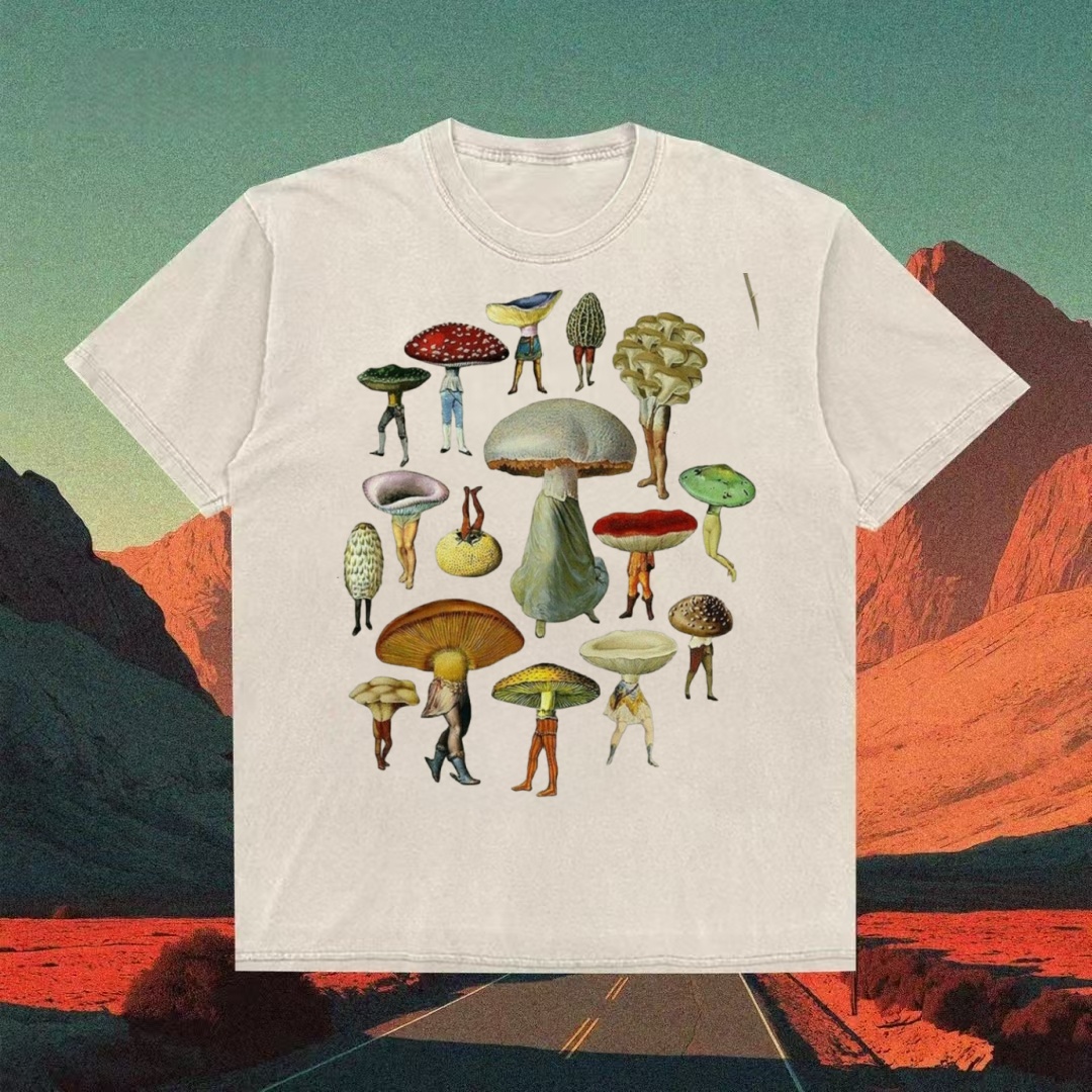 Mushroom People Surreal Art T-shirt