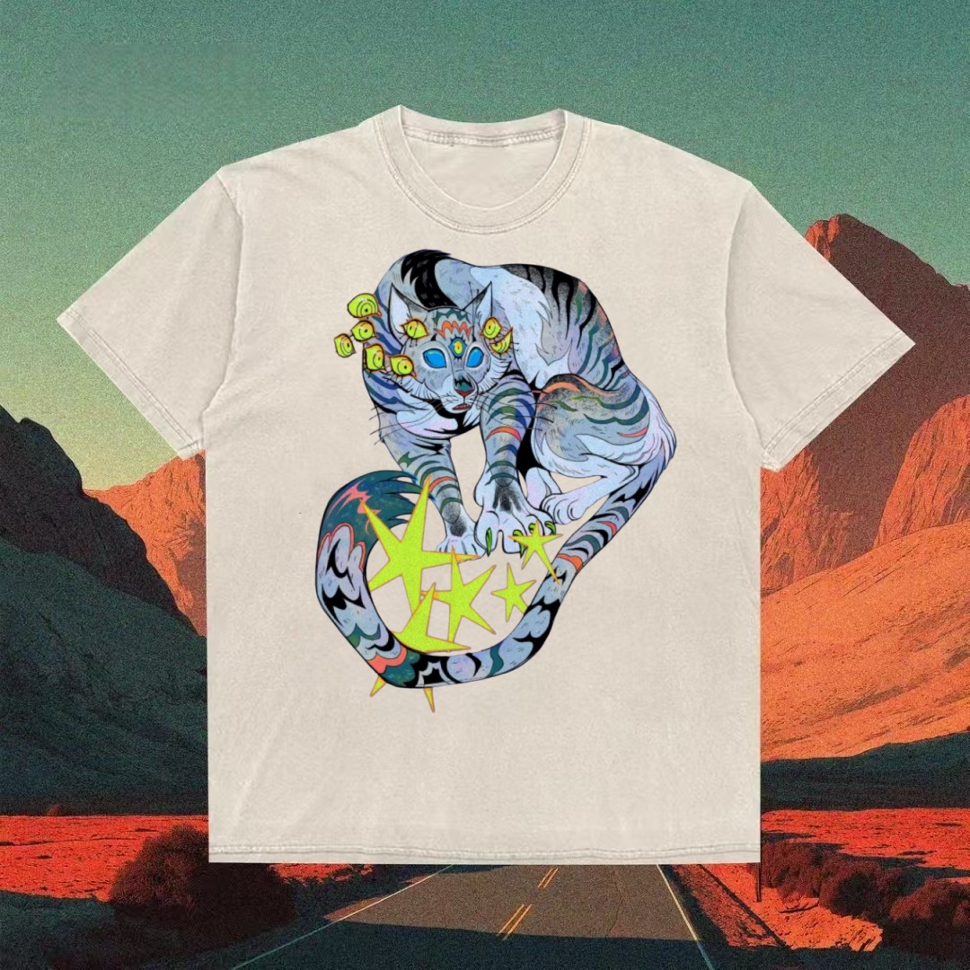 Multi-Eyed Cosmic Cat Psychedelic T-shirt