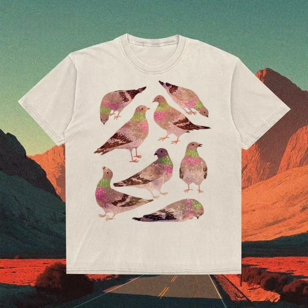 Pastel Pigeons Watercolor Art T-shirt