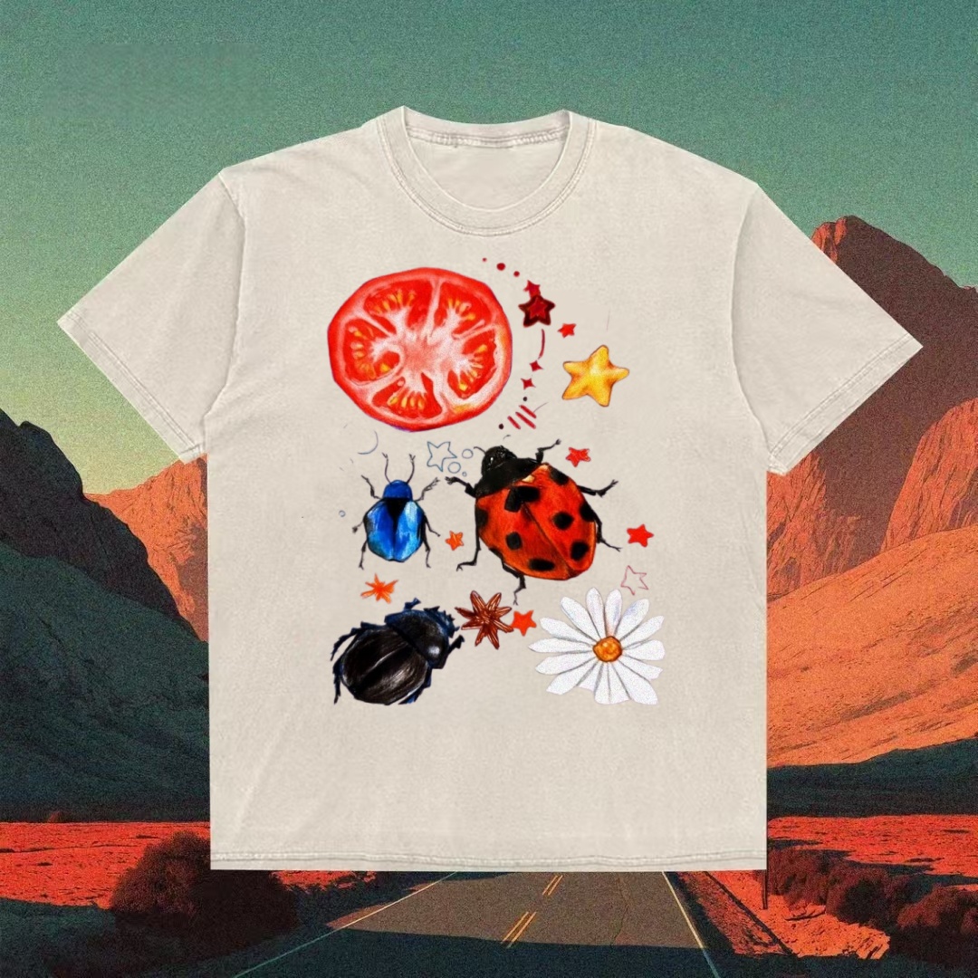 Tomato & Beetle Nature Graphic T-shirt