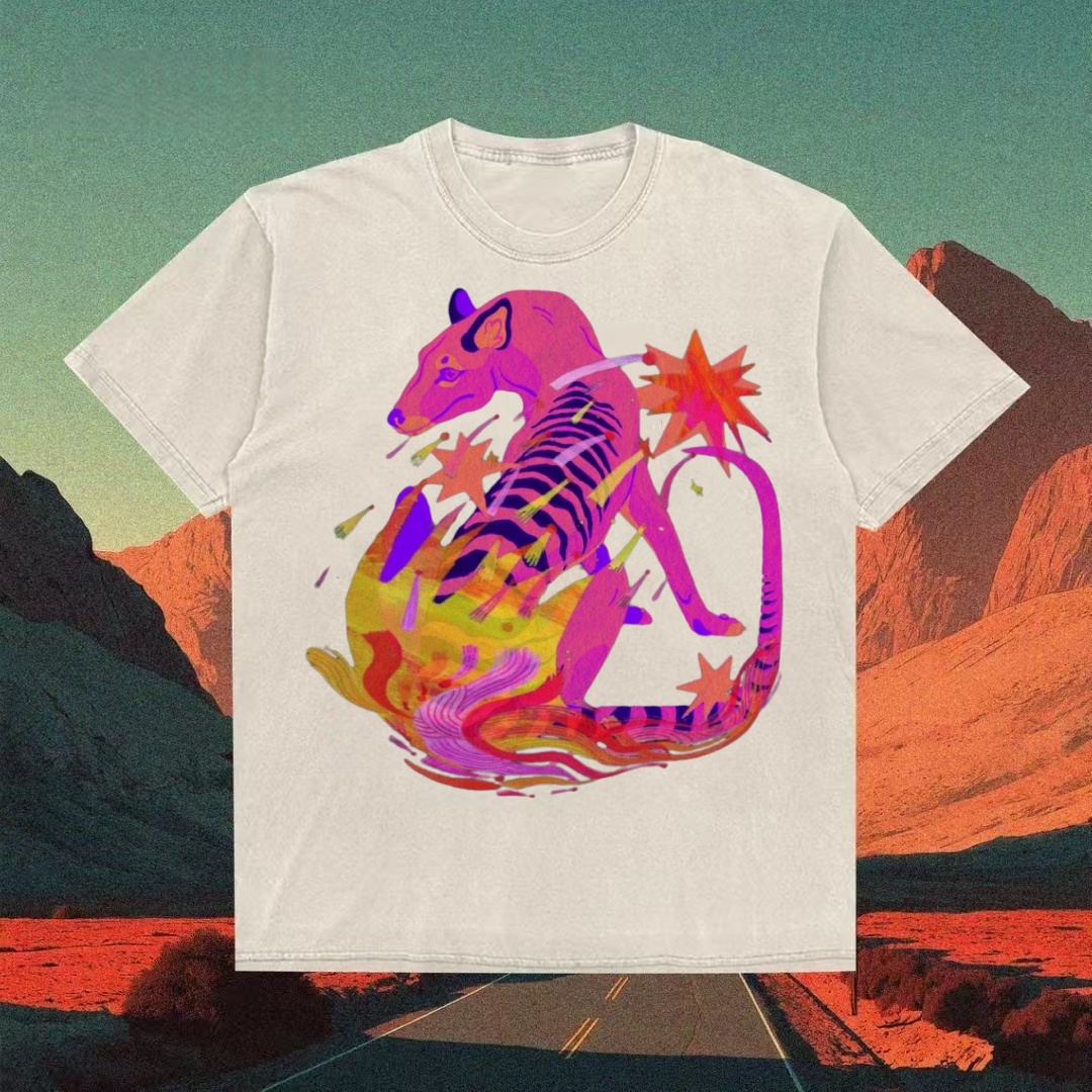 Psychedelic Pink Tiger Art T-shirt