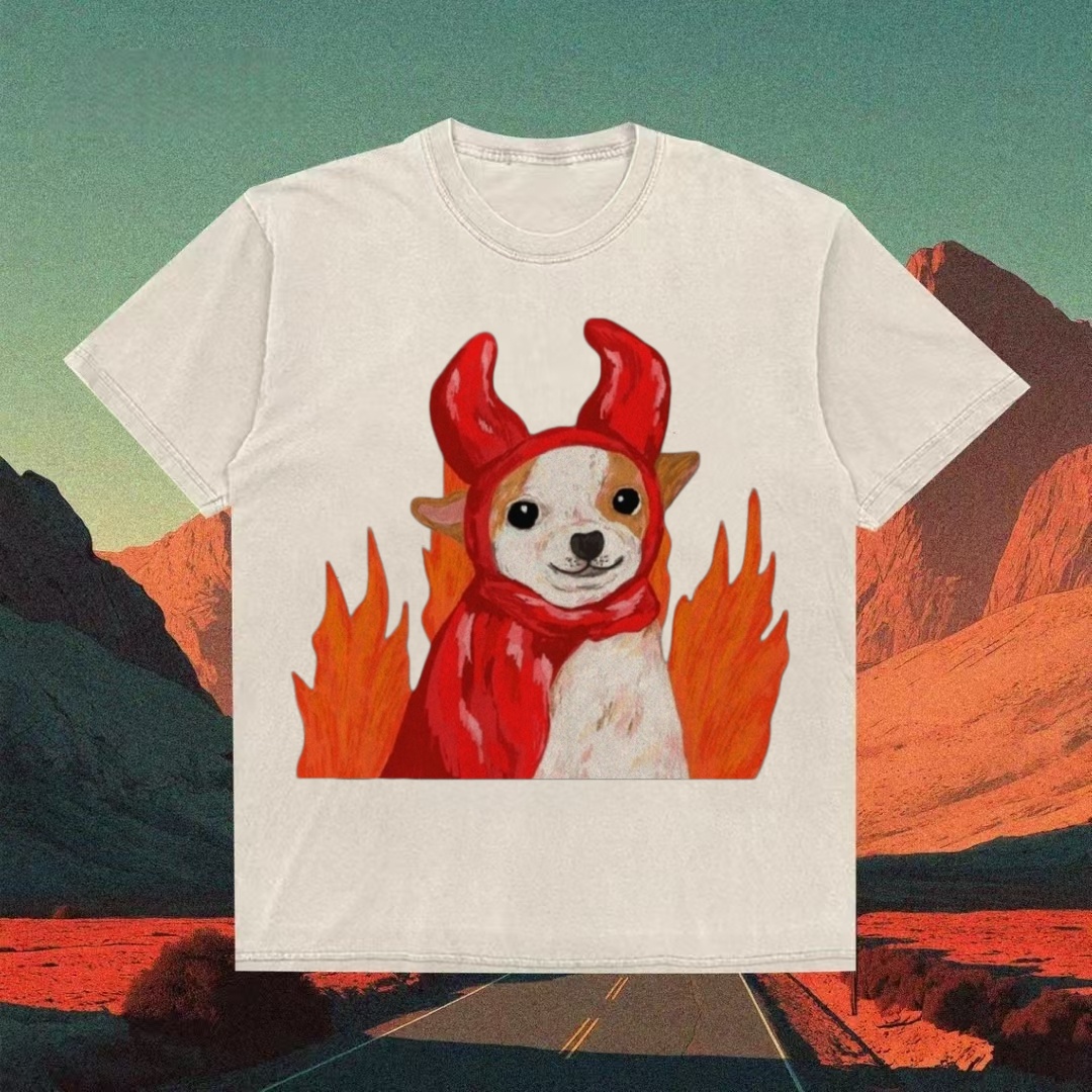 Devil Chihuahua With Flames T-shirt