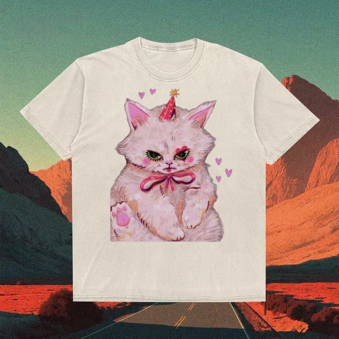 Birthday Party Kitten Cute Art T-shirt