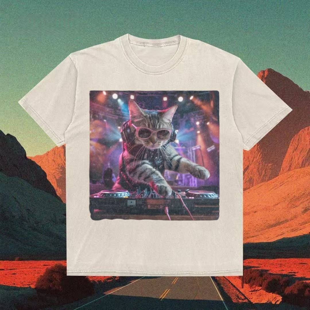 DJ Cat Party Meme T-shirt