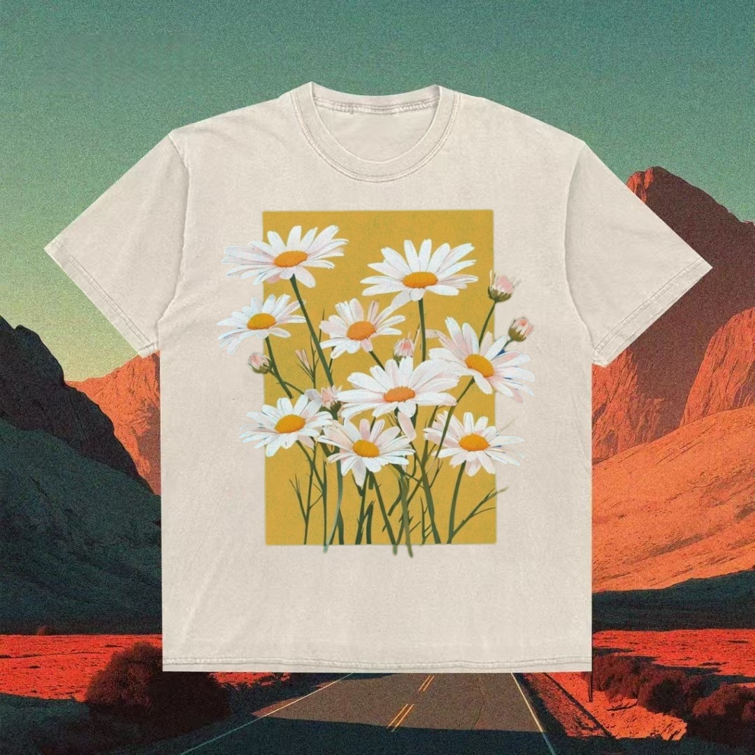 Daisy Flowers on Yellow Background T-shirt