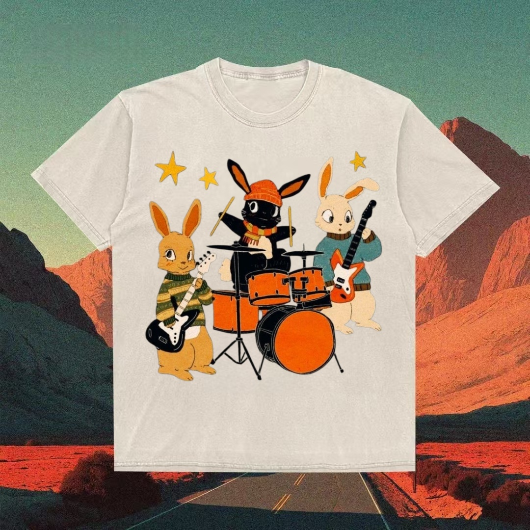 Rabbit Rock Band Graphic T-shirt