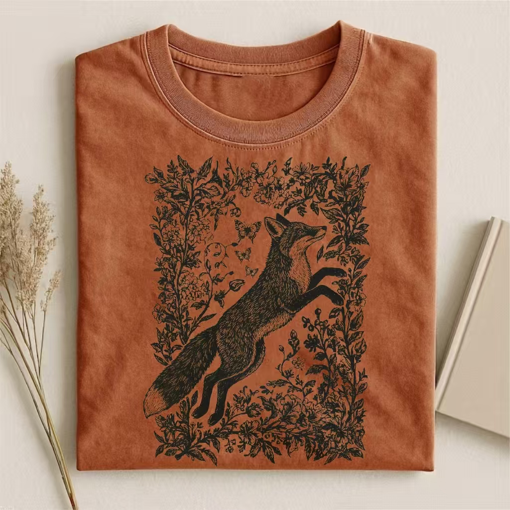 Boho Linocut Fox T-shirt