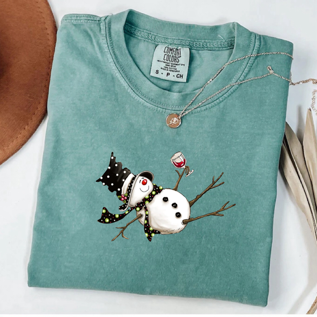 Drunk Snowman Drinking Wine T-shirt