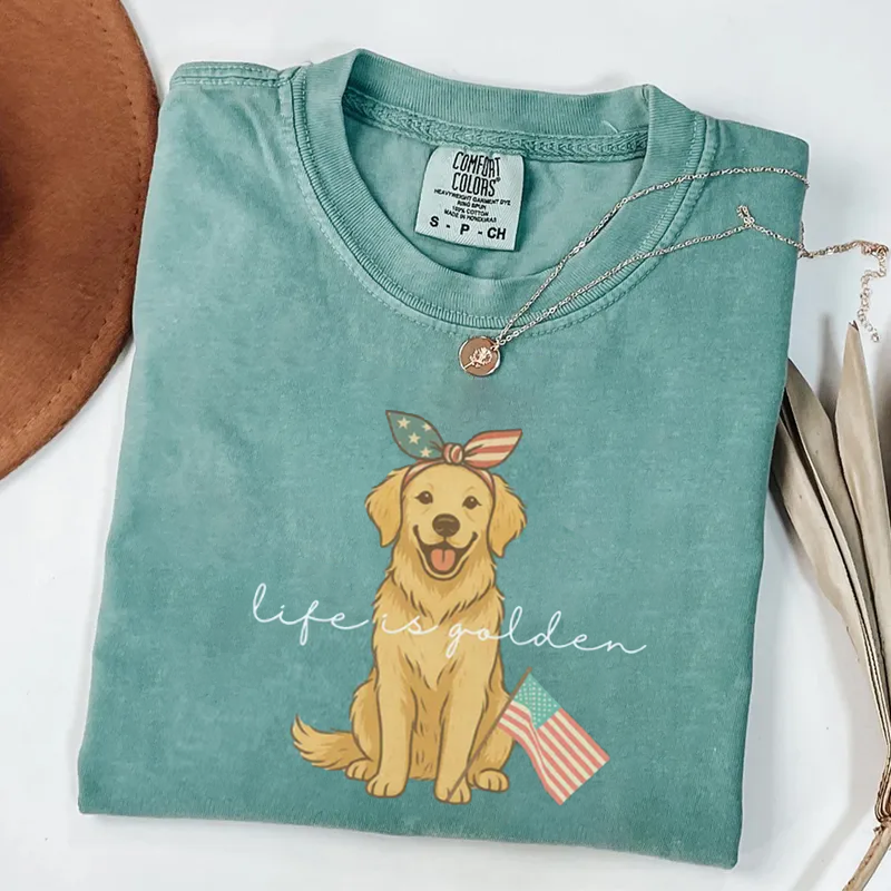 4th of July Golden Retriever T-shirt