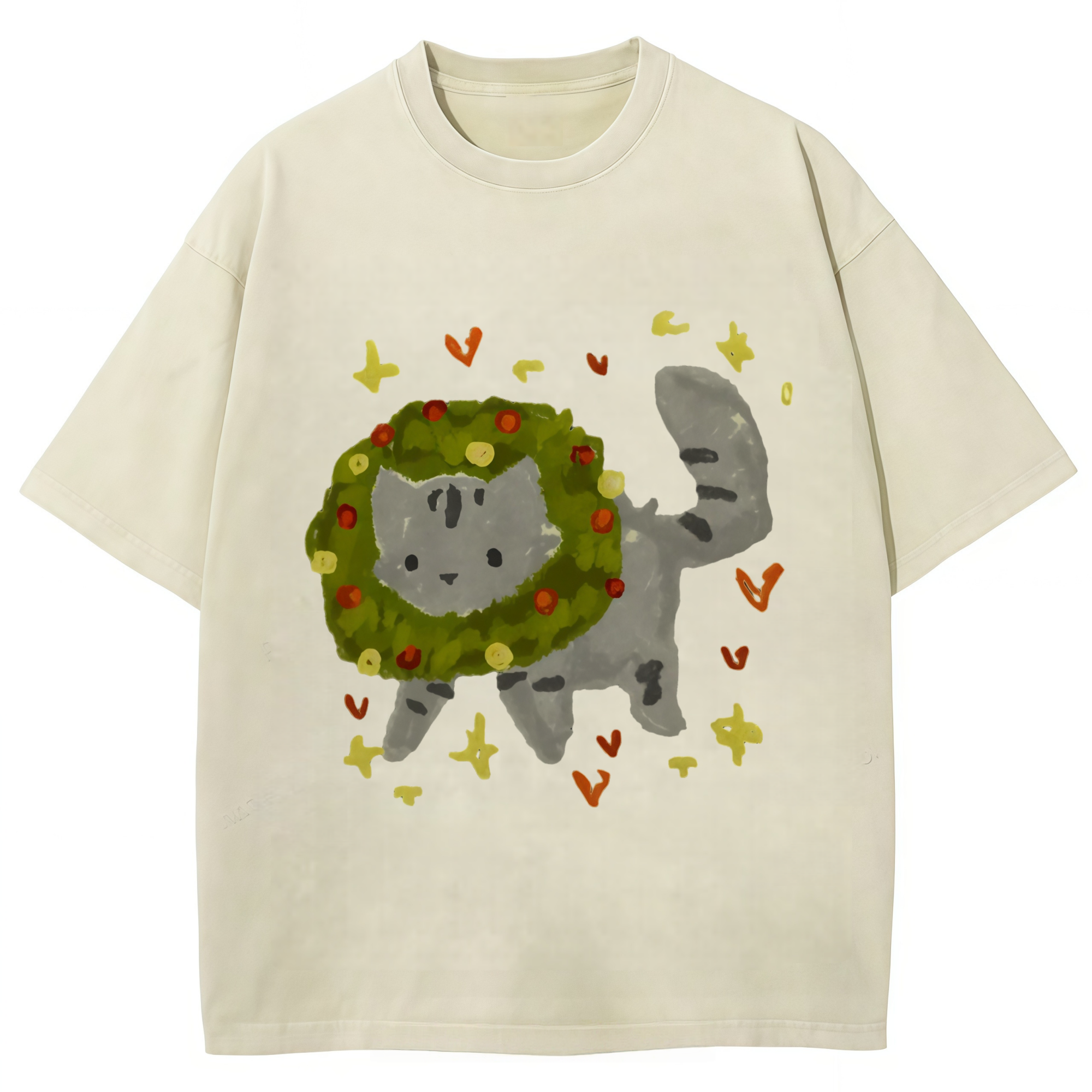 Cat With A Flower Wreath T-shirt